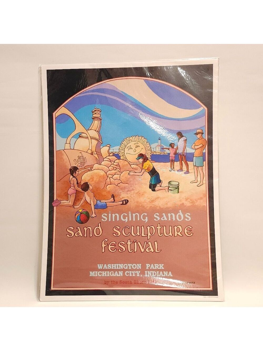 CHEERFUL Singing Sands Sand Sculpture Festival Poster NEIL KIENITZ 2003